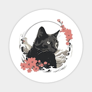 Black cat flower Magnet